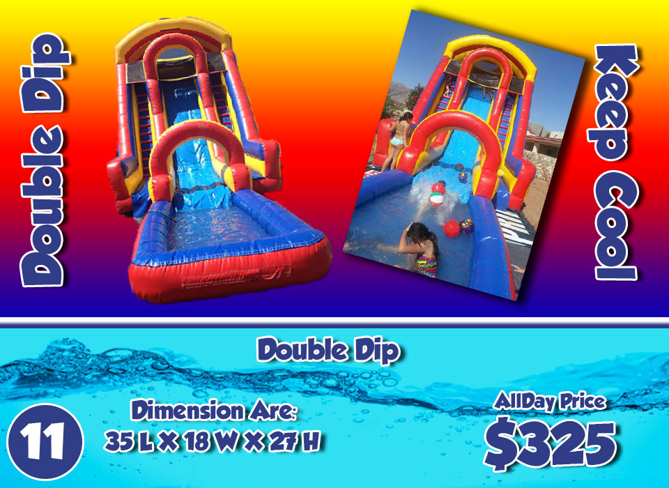double dip inflatable waterslide rental