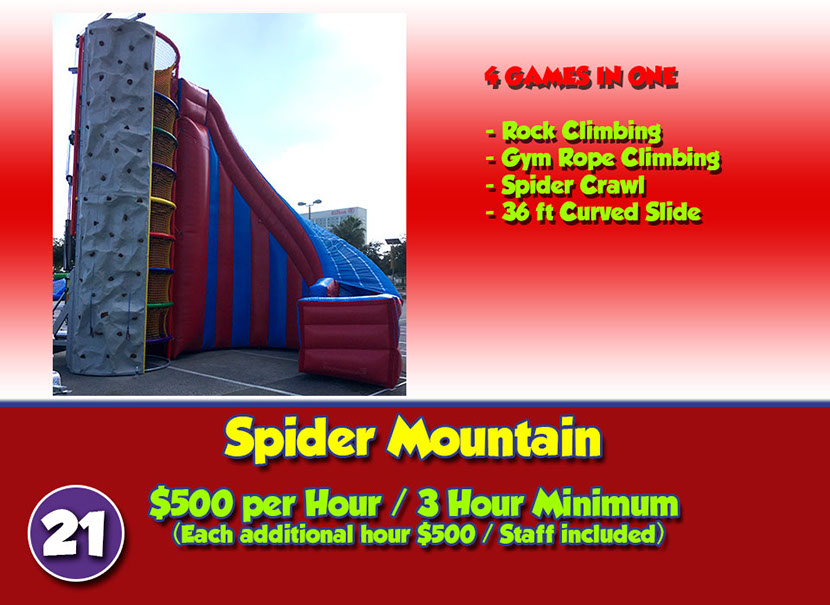 spider mountain rock climbing and slide