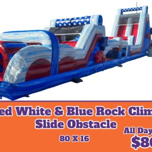 90 Red White & Blue Rock Climb Slide Obstacle