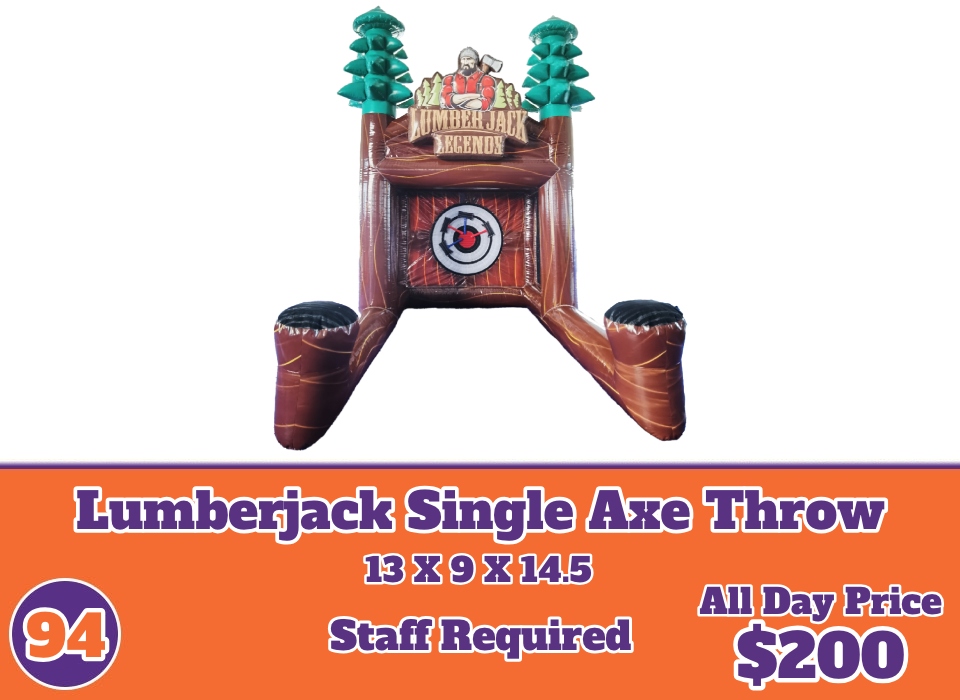 lumberjack axe throw inflatable rental all day